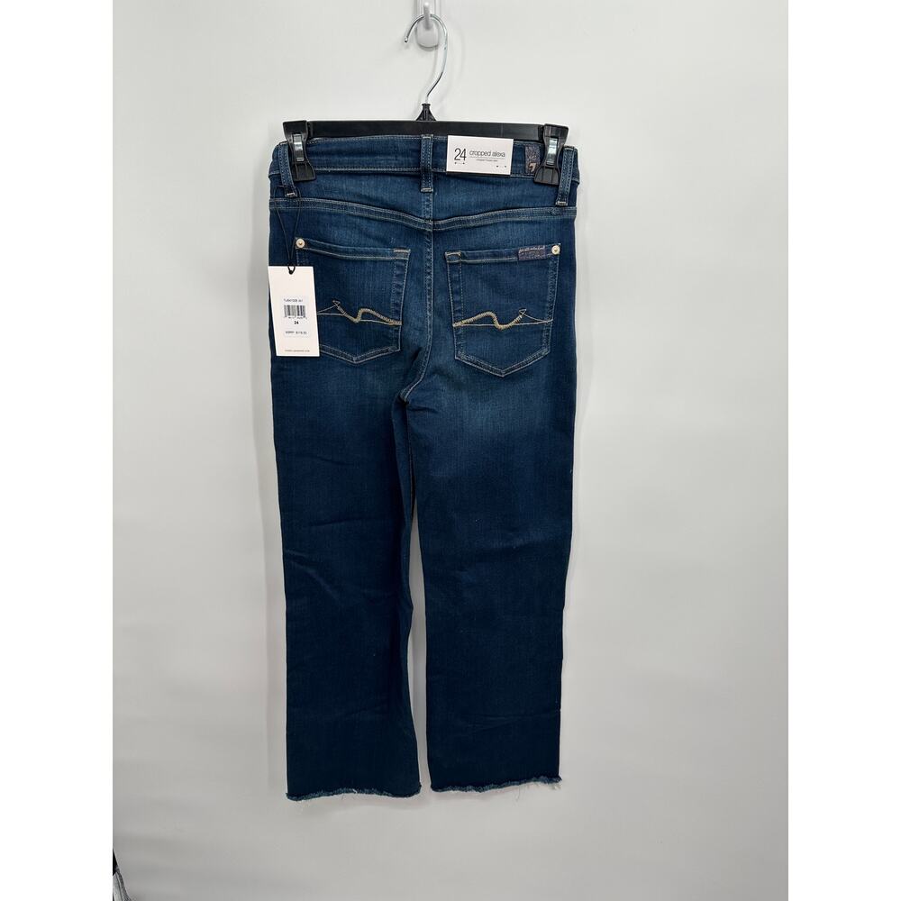 7 FOR ALL MANKIND NWT Alexa Cropped Trouser Wide Leg Raw Hem Jean // 00 - Picture 11 of 15